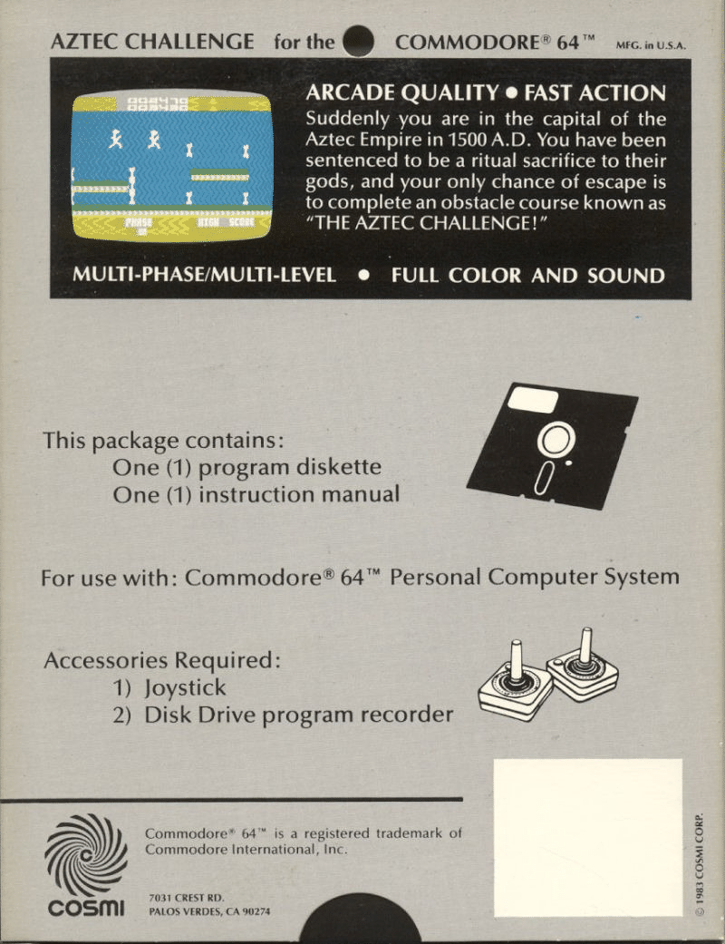 Aztec box art for Commodore 64